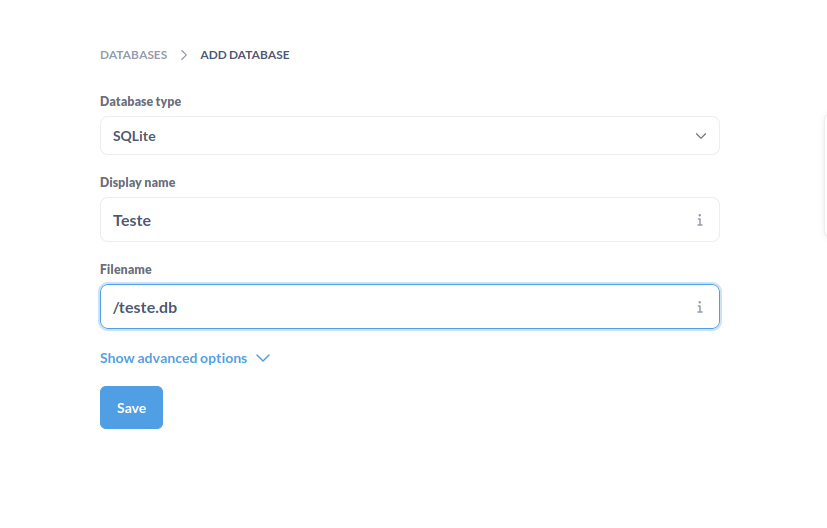 Adicionando um db sqlite
