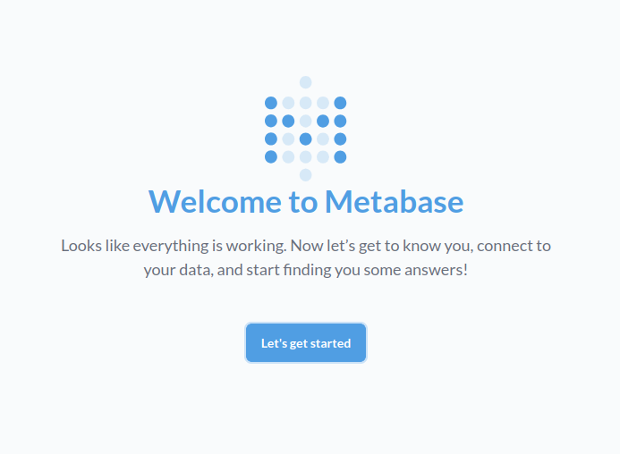 Tela inicial metabase