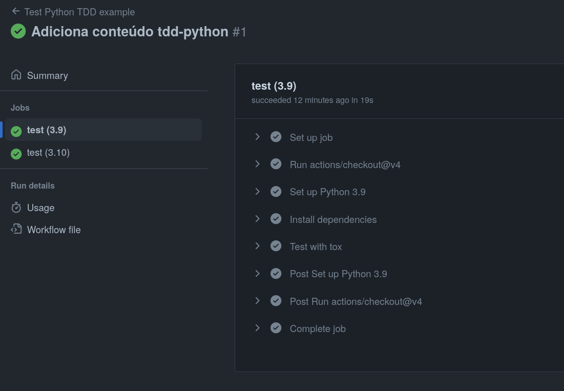 Workflow de teste com Python